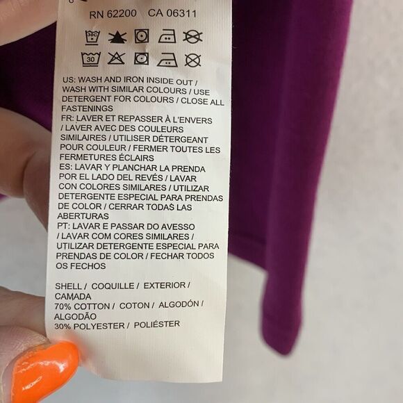 Puma Women’s Diagonal Zip Purple Cotton Jacket Sz XL Logo Athletic Pockets - Picture 8 of 8